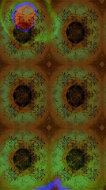 Çiçeksel çizim kalıbının yansıması. Vadinin çiçekleri kahverengi renklerde.