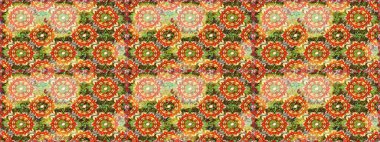 Paisley 'ler zarif çiçek desenli arkaplan duvar kâğıdı illüstrasyonları. Güzel, modaya uygun, modern, üç boyutlu sanat eseri, altın, kahverengi ve turuncu desenli çiçek yaprakları ve süslemeleri var..