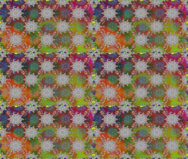 Küçük kahverengi çiçekli oldukça eski bir besin torbası deseni. Millefleur 'lar. Tekstil, kumaş, kapaklar, duvar kağıtları, baskı, naylon, yapıştırma, örgü, dekupaj için çiçeksiz arkaplan.