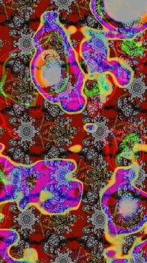 Şirin çiçek elementleri. Raster illüstrasyonu. Robot resim. Gri ve kırmızı renkte çiçekler.