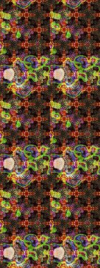 Sevimli çiçek raster deseni. Düz Çiçek Elementleri Tasarımı. Kahverengi ve siyah renkli çiçekler. Renk Bahar Teması eskiz şablonu.