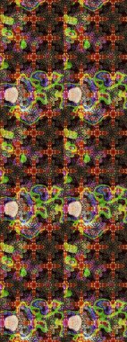 Sevimli çiçek raster deseni. Düz Çiçek Elementleri Tasarımı. Kahverengi ve siyah renkli çiçekler. Renk Bahar Teması eskiz şablonu.