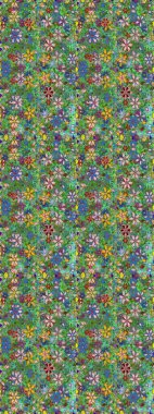 Yeşil ve mavi renklerde. Raster illüstrasyonu. Kusursuz dekoratif arka plan, çiçek mandala. Çiçek..