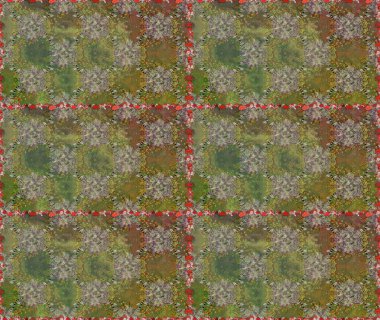 Raster illüstrasyonu. Suluboya tarzında kahverengi renkte. Pürüzsüz bahar deseni ve küçük çiçekler.