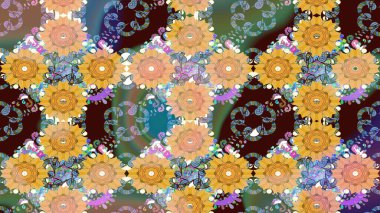 Manzaralı çiçek deseni. Sevgililer günü ve tebrik kartı konsepti için şık bir davetiye. Çiçek kompozisyonu, el boyası, hassas şablon. Üst görünüm, yumuşak kahverengi renk tarzı.