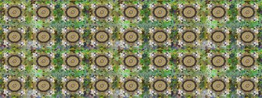 Kusursuz klasik raster altın desenli. Geleneksel oryantasyon süsü. Gri ve yeşil renklerde altın elementlerle kusursuz desen. Klasik vintage arkaplan.