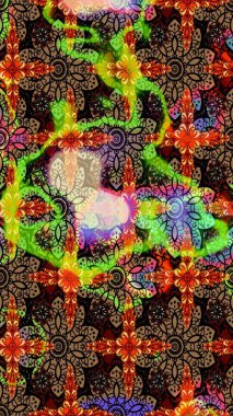 Raster illüstrasyonu. Siyah ve kahverengi renklerde. Çiçek buketleriyle klasik tarzda eskiz deseni.