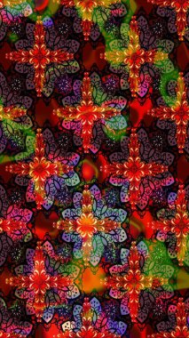 Kahverengi ve siyah renklerde. Raster illüstrasyonu. 3D çiçekler, çizim.