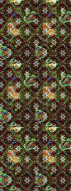 Raster deseni. Raster illüstrasyonu. Küçük çiçekteki sevimli çiçek deseni. Yeşil ve kahverengi renkte yaz çiçekleri..