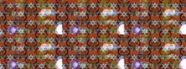 Raster floral pattern in doodle style with flowers. Flowers on brown and orange colors. Gentle, tender floral background.