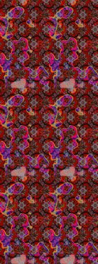 Klasik taslak çizimi. Çiçeksel kahverengi ve kırmızı çizim deseni. Raster çiçek izi..