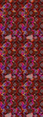 Klasik taslak çizimi. Çiçeksel kahverengi ve kırmızı çizim deseni. Raster çiçek izi..