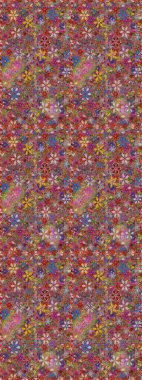 Kahverengi ve pembe zarif küçük çiçekler ve kahverengi ve pembe renkli komik böcekler, raster desen, illüstrasyon.