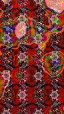 El çizimi. Çiçekli, yapraklı, çiçek desenli eskiz. Raster illüstrasyonu.