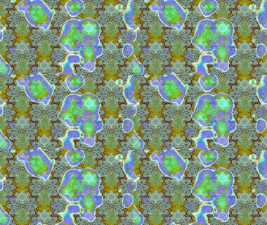 Raster illüstrasyonu. Yeşil renkli çiçekler. Çiçek süslemeli çizim deseni.