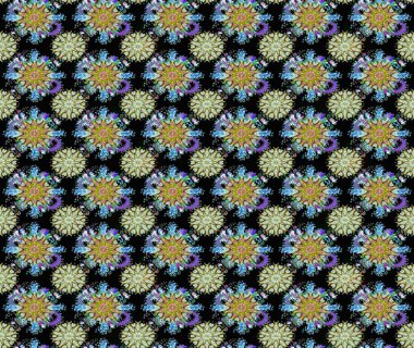 Raster illüstrasyonu. Siyah ve nötr renklerde siyah ve nötr papatyalar deseni. Siyah ve nötr renklerde.