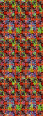 Renkli Bahar Teması eskiz kalıbı. Düz Çiçek Elementleri Tasarımı. Kırmızı ve kahverengi renkte çiçekler. Sevimli çiçek raster deseni.