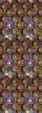 Parlak çiçekli kolaj çiçekleri kahverengi. Çiçekli zambakların eskiz geçmişi. Çiçek tasarımı için inanılmaz kolaj cennet tarzı..