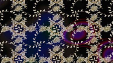 Düz Çiçek Elementleri Tasarımı. Çiçeksel fantezi tasarımı ve parlak bir arka plan çizimi. Renkli Bahar Teması çizim şablonu.