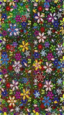 Rasterleştirme Trendy kumaş deseni. Şirin çiçekler. Kesintisiz çizgi deseni.