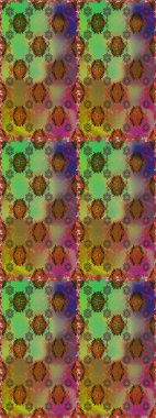 Raster illüstrasyonu. Şirin çiçekli kusursuz desen ve kahverengi ve yeşil renkli yapraklar, suluboya çiçek deseni, duvar kağıdı, kart veya kumaş için fayanslı.