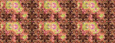 Süslü dekorasyon. Raster illüstrasyonu. Damask altın soyut çiçek kahverengi ve pembe renklerde kusursuz desen.