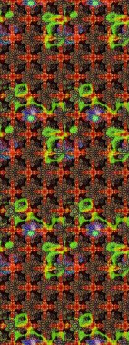 Şirin çiçekli eskiz deseni ve siyah ve kahverengi renkli yapraklar, suluboya çiçek deseni, duvar kağıdı, kart ya da kumaş için fayanslı. Raster illüstrasyonu.