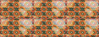 Klasik klasik klasik arka plan. Geleneksel oryantasyon süsü. Kusursuz klasik raster altın desenli. Turuncu ve nötr renklerde altın elementlerle kusursuz desen. Raster illüstrasyonu.