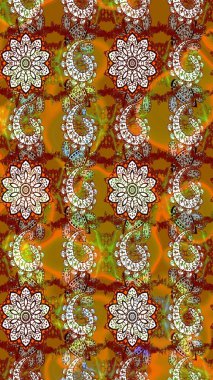 Düz Çiçek Elementleri Tasarımı. Kahverengi ve kırmızı renkte çiçekler. Çiçekli eskiz çizimi. Renkli Yaz Teması çizim şablonu.