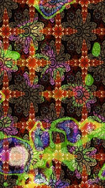 Raster illüstrasyonu. Kahverengi ve siyah renkli çiçekler. Küçük çiçekte sevimli çiçek deseni var..