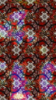 Kahverengi ve kırmızı renkte çiçekler. Çizim çiçek deseni duvar kâğıdı olarak kullanılabilir. Raster illüstrasyonu.