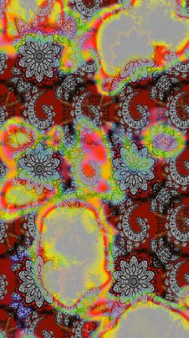 Gri ve kırmızı renkte çiçekler. Çiçek desenli eskiz. Düz Çiçek Elementleri Tasarım Raster illüstrasyonu. Renkli Bahar Teması çizim şablonu.