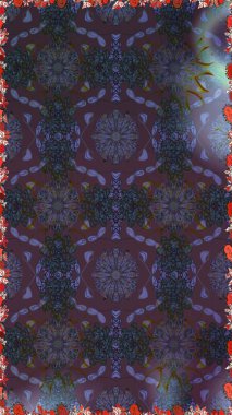 Raster illüstrasyonu. Çiçeklerle suluboya desenli çiçek deseni. Gri renkli güzel tekstil.