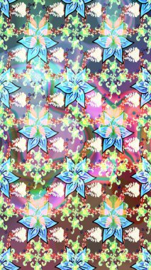 Renkli Yaz Temalı eskiz kalıbı. Raster Illustrasyon 'daki Çiçek Deseni' nin son moda çizimi. Güzel kumaş deseni. Düz Çiçek Elementleri Tasarımı.