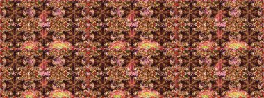 Kahverengi ve bej renklerde altın rengi ve altın elementler. Tekrarlayan elementlerle soyut arkaplan oluşturun. Raster illüstrasyonu. Kusursuz, klasik altın desen..