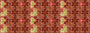 Doğu tarzı arabesk. Raster illüstrasyonu. Altın elementli kırmızı ve kahverengi renkler. Kusursuz altın desenli bukleler. Raster altın desen.