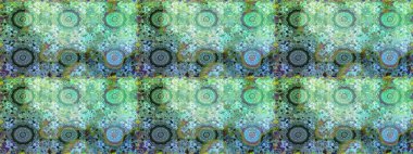 Raster altın pürüzsüz desen. Düz elle çizilmiş klasik koleksiyon. Arkaplan, kumaş, altın duvar kağıdı. Yeşil ve mavi renklerde altın desenli altın elementler.