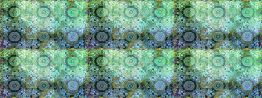 Raster altın pürüzsüz desen. Düz elle çizilmiş klasik koleksiyon. Arkaplan, kumaş, altın duvar kağıdı. Yeşil ve mavi renklerde altın desenli altın elementler.