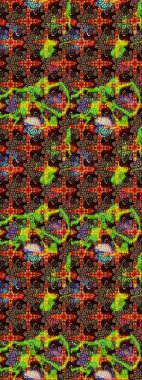 Raster illüstrasyonu. Siyah ve kahverengi renkte çiçekler. Çiçek süslemeli çizim deseni.