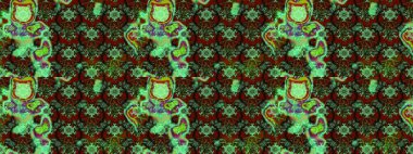 Raster illüstrasyonundaki çiçek desenli çizim. Yeşil ve kahverengi renkte çiçekler.