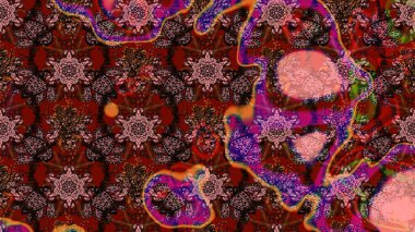 Renkli Yaz Temalı eskiz kalıbı. Çiçekli eskiz çizimi. Kahverengi ve kırmızı renkte çiçekler. Düz Çiçek Elementleri Tasarımı.