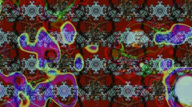 Raster çiçek izi. Çiçek kırmızısı ve kahverengi çizim deseni. Klasik taslak çizimi.