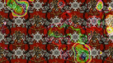 Çiçek çelengi. Desen, çizim, çiçek sınırı. Kıvırcık, parlak örgü. Raster illüstrasyonu. Eski moda arka plan. Güzel, pürüzsüz kumaş, tuval..