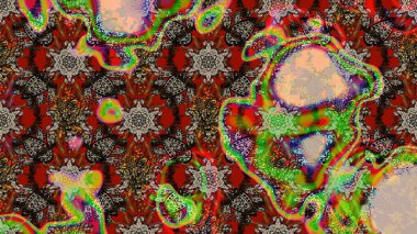 Raster suluboya çiçek deseni, narin çiçekler, kahverengi ve gri çiçekler, tebrik kartı şablonu. Güzel kumaş deseni.