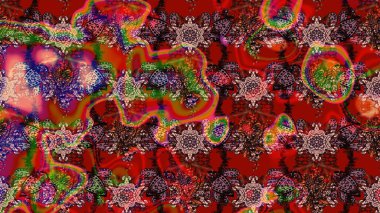 Kırmızı ve kahverengi renkte manzaralı çiçek deseni. Çiçek kompozisyonu, el boyası, hassas şablon. Sevgililer günü ve tebrik kartı konsepti için şık bir davetiye. Üst görünüm, yumuşak biçim.