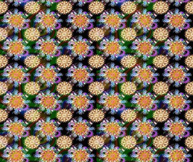 Vadinin siyah ve bej renkli çiçekleri. Raster dikişsiz çiçek deseni.