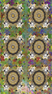 Barok tarzında kusursuz bir doğulu süsü. Geleneksel klasik raster altın pürüzsüz desen. Gri renklerdeki altın elementler.