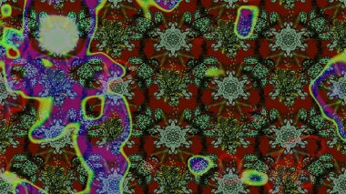 Raster düz çiçek çizim deseni. Yeşil ve gri renkli çiçekler. Tasarım hediye paketi, tebrik kartları, posterler ve afiş tasarımı.