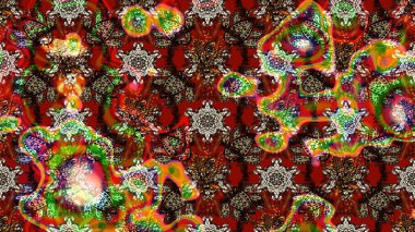 Klasik çiçek tasarımı elementleri. Raster illüstrasyonu. Kahverengi ve kırmızı kıvırcık çiçekler kahverengi ve kırmızı renklerde.