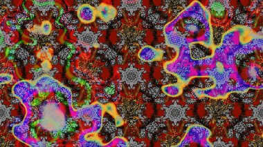 Raster illüstrasyonu. Şirin çiçekli eskiz deseni ve gri ve kahverengi renkli yapraklar, suluboya çiçek deseni, duvar kağıdı, kart veya kumaş için fayanslı.